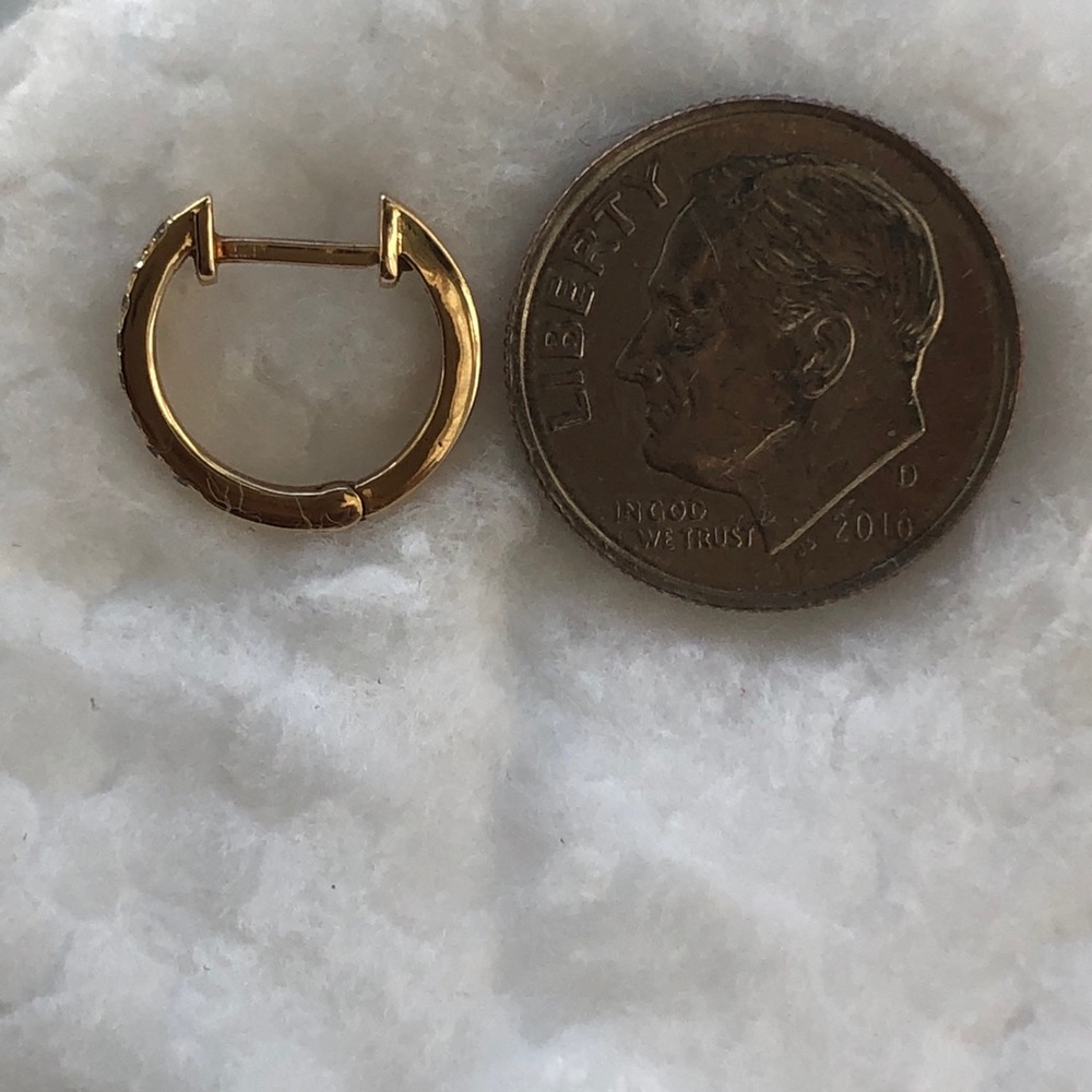 Diamond Huggie Earrings 14k 🤍SALE🤍 - Picture 7 of 9